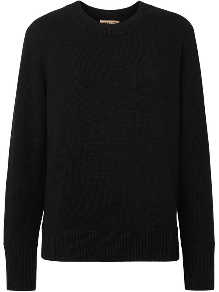 Burberry Embroidered Crest Cashmere Sweater - Black