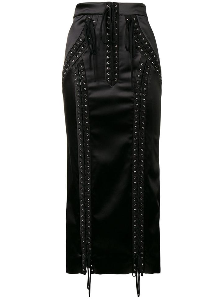 Dolce & Gabbana Slim Lace-up Skirt - Black