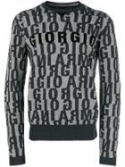 Giorgio Armani Allover Jacquard Logo Jumper - Black
