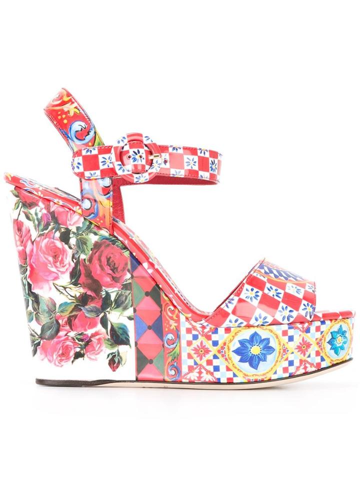 Dolce & Gabbana Bianca Wedge Sandals - Red