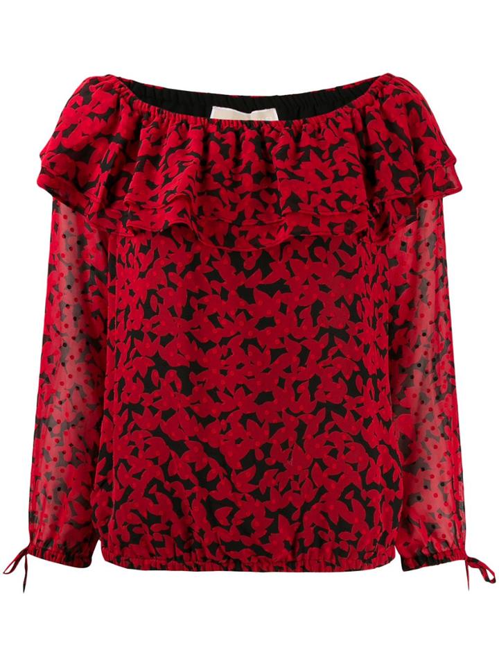 Michael Michael Kors Swiss Dot Bardot Blouse - Black