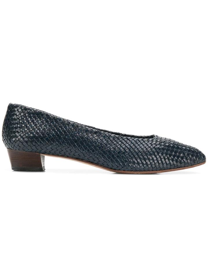 Prada Vintage Woven Slip-on Pumps - Blue
