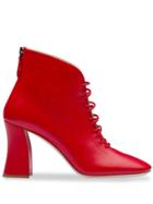 Miu Miu Lace-up Ankle Booties - Red