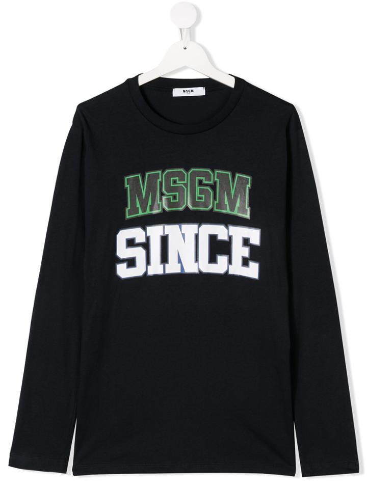 Msgm Kids Teen Logo Print T-shirt - Blue