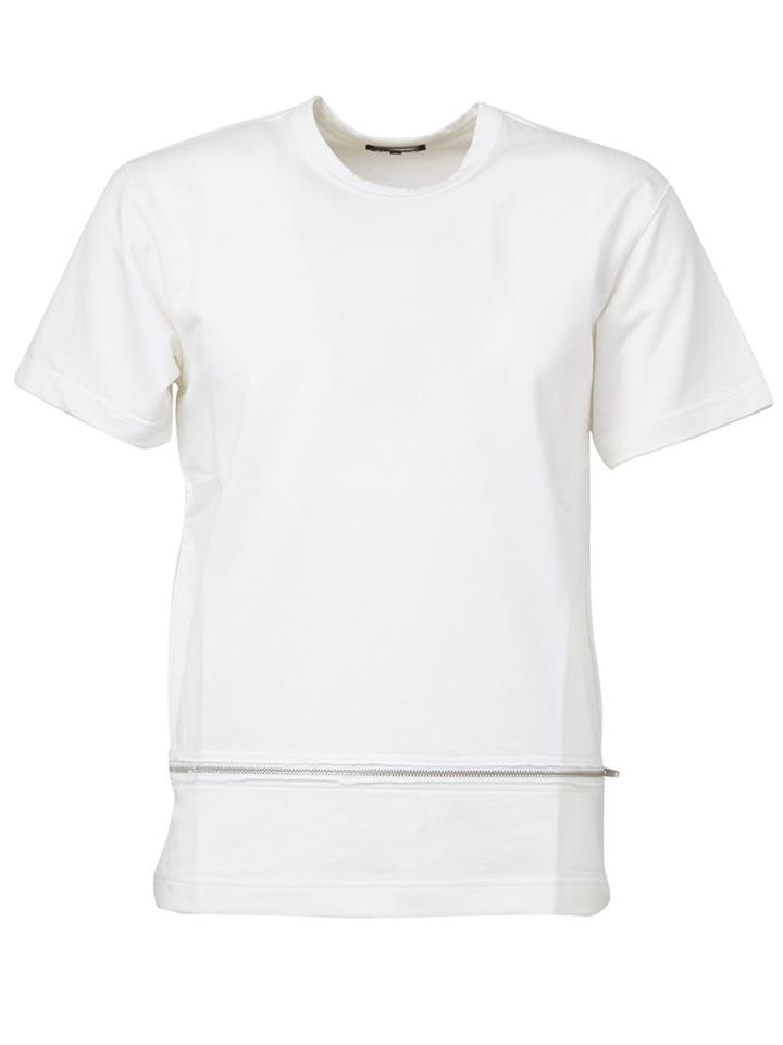 Comme Des Garçons Homme Plus Zip Detail T-shirt, Men's, Size: S, White, Cotton