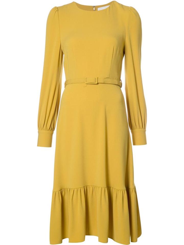 Co Belted Flared Dress, Women's, Size: Small, Yellow/orange, Triacetate/polyester