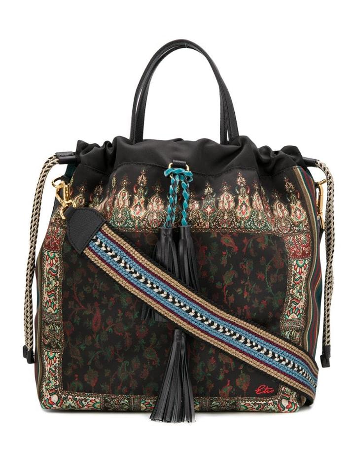 Etro Printed Drawstring Tote Bag - Black