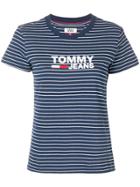 Tommy Jeans Striped Logo T-shirt - Blue