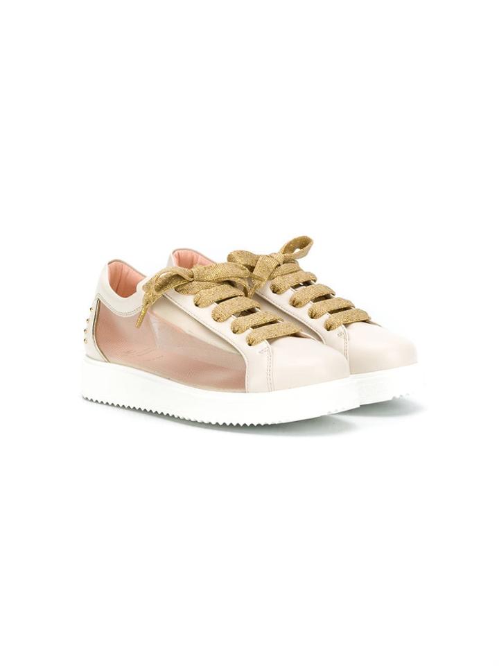 Elisabetta Franchi La Mia Bambina Teen Mesh Panel Sneakers - Neutrals