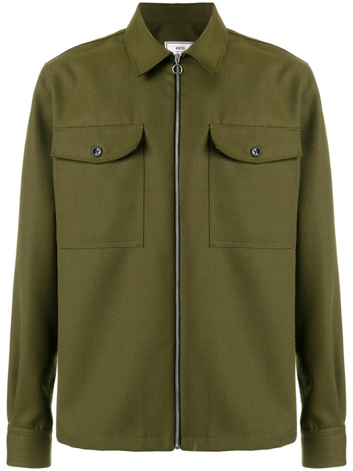 Ami Alexandre Mattiussi Zipped Over-shirt - Green