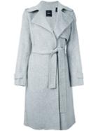 Theory Belted Single Breasted Coat, Women's, Size: Small, Grey, Polyester/polyurethane/cashmere/wool