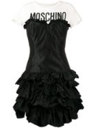 Moschino Ruffled Tiered T-shirt Dress, Women's, Size: 42, Black, Cotton/silk/polyamide/rayon