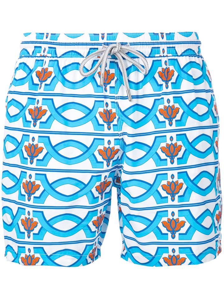 Geometric Print Swim Shorts - Men - Polyamide - Xxl, Blue, Polyamide, Capricode