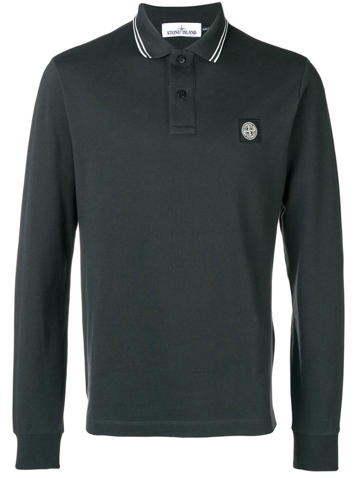 Stone Island Stripe Trim Polo Shirt - Grey