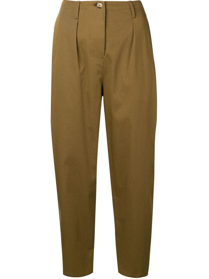 Valentino High-waisted Cropped Trousers - Green