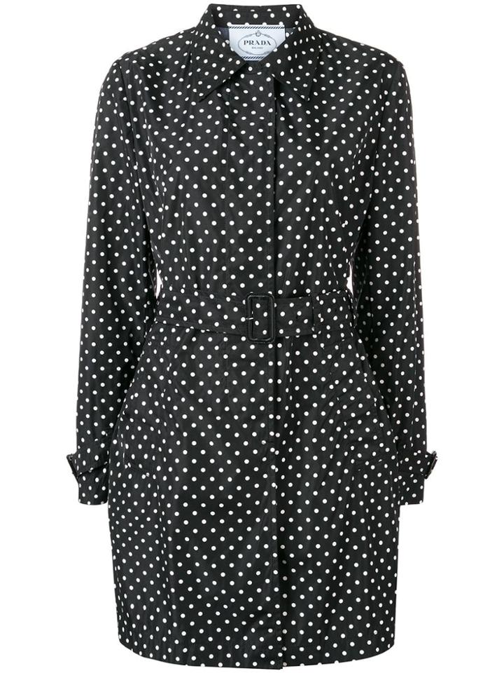 Prada Vintage 1990's Polka Dots Coat - Black