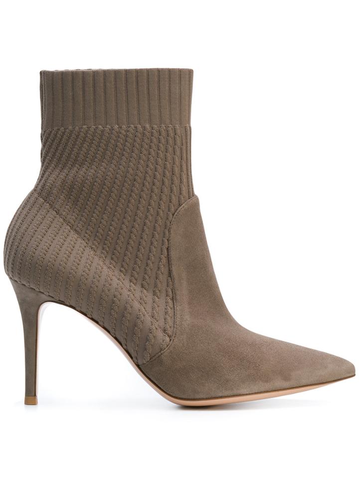 Gianvito Rossi Knitted Ankle Boots - Brown