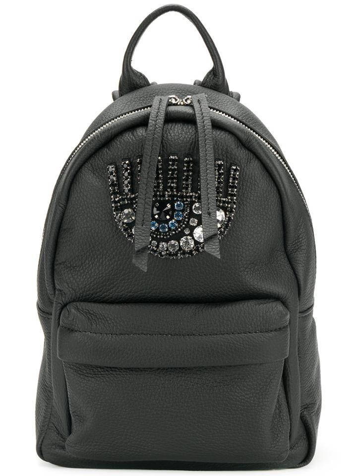 Chiara Ferragni Logomania Gem Embellished Eye Small Backpack - Black