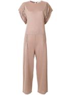 Circus Hotel Ruched Glitter Jumpsuit - Nude & Neutrals