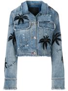 Philipp Plein Palm Tree Denim Jacket - Blue