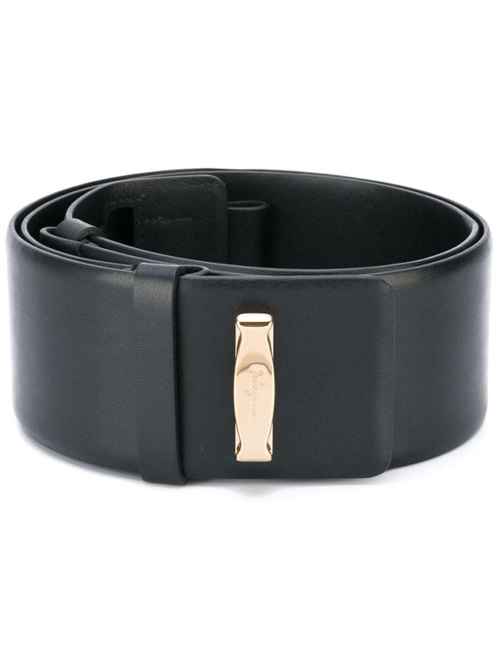 Salvatore Ferragamo Logo Plaque Waist Belt - Black