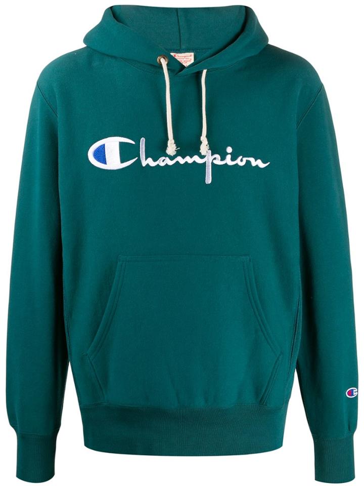 Champion Logo Embroidered Hoodie - Green