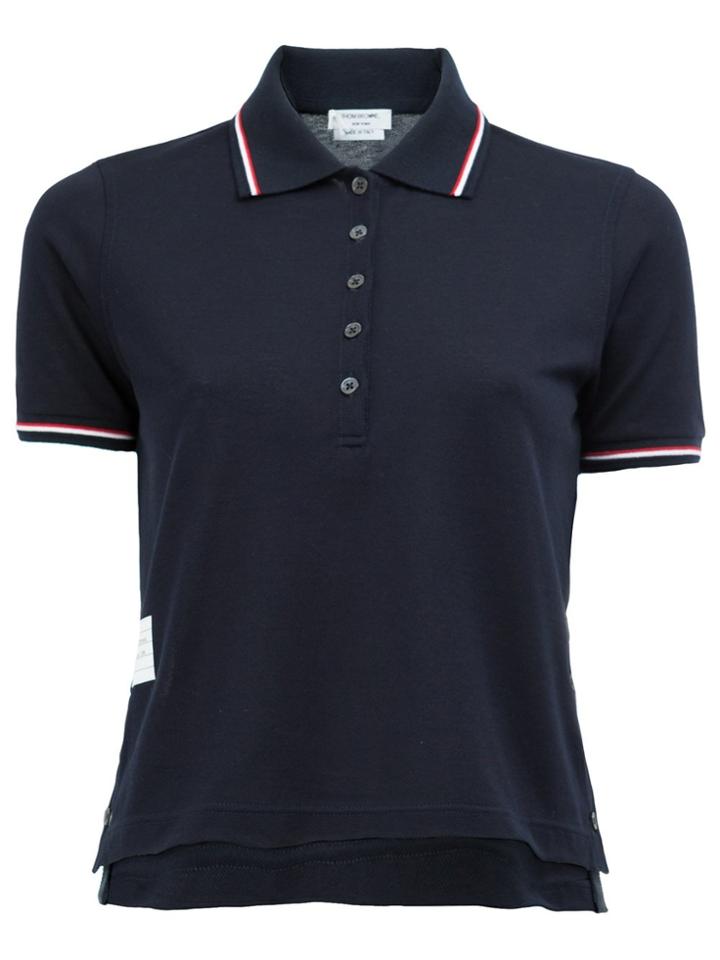 Thom Browne Short Sleeve Polo Shirt In Navy Fine Mercerized Pique -