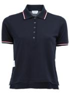 Thom Browne Short Sleeve Polo Shirt In Navy Fine Mercerized Pique -