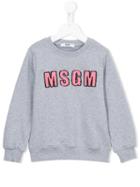Msgm Kids Logo Appliqué Sweatshirt, Girl's, Size: 10 Yrs, Grey