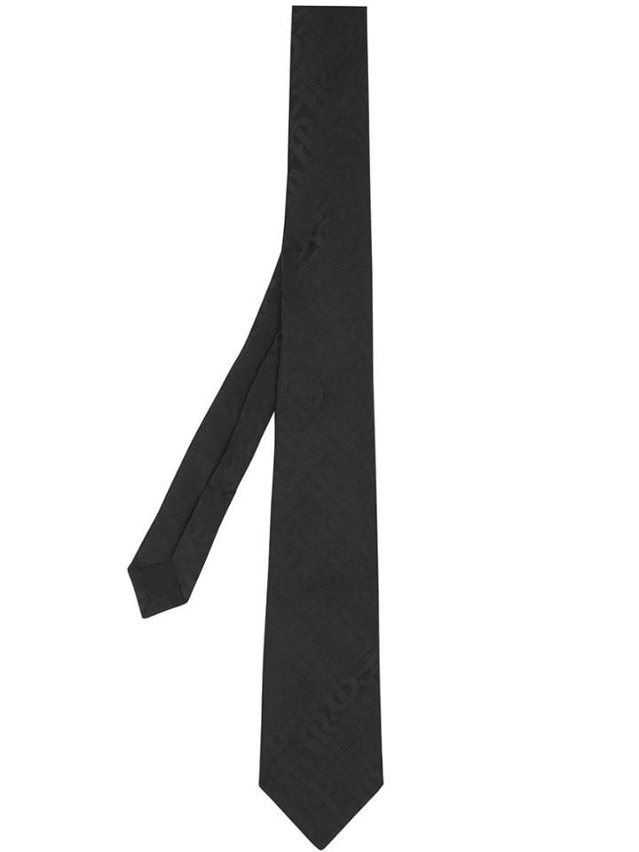 Burberry Classic Cut Monogram Silk Jacquard Tie - Black