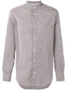 Eleventy - Mandarin Neck Shirt - Men - Cotton/linen/flax - 41, Brown, Cotton/linen/flax