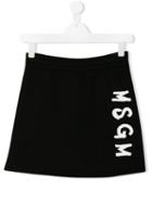 Msgm Kids Teen Logo Print Mini Skirt - Black