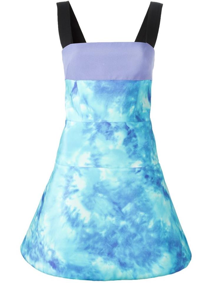 Fausto Puglisi Flared Tie-dye Print Dress, Women's, Size: 38, Blue, Silk/acetate/viscose/polyamide