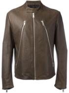 Maison Margiela Leather Sports Jacket, Men's, Size: 52, Brown, Cotton/lamb Skin/viscose