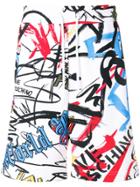 Love Moschino Graffiti Print Drawstring Shorts - White