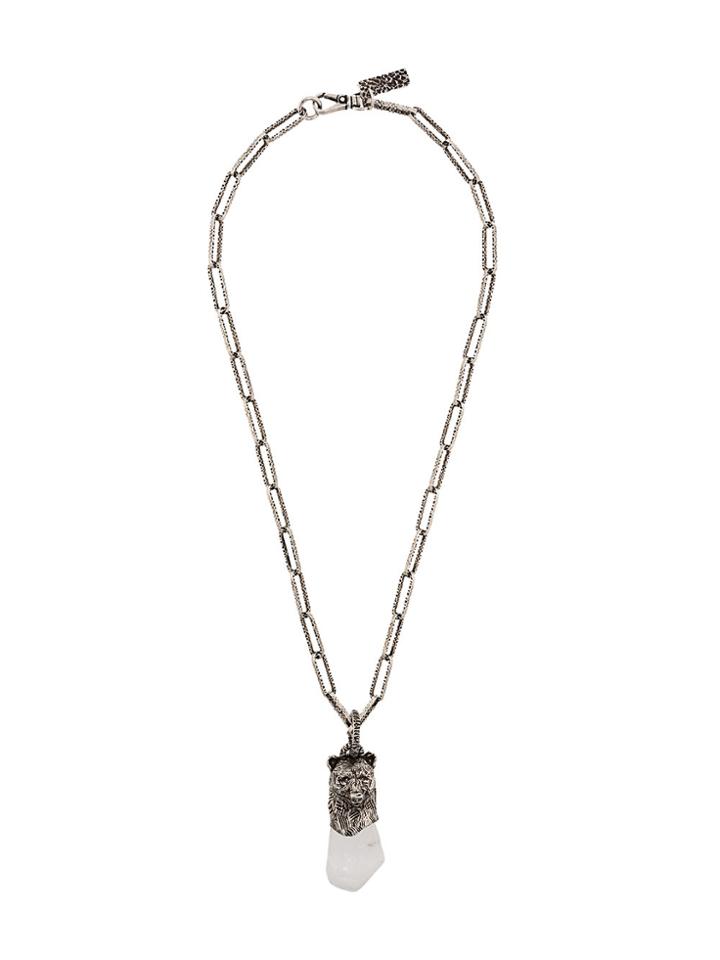 Prada Bear Pendant Necklace - Metallic