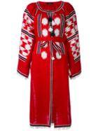 Vita Kin - Embroidered Shirt Dress - Women - Linen/flax - Xs, Red, Linen/flax
