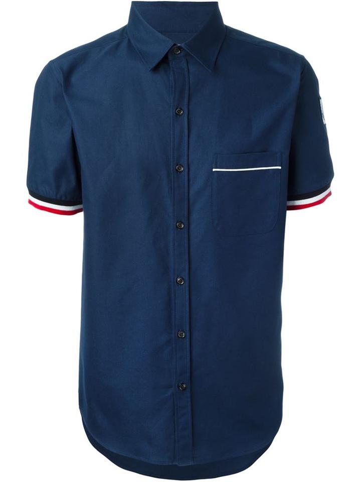 Moncler Gamme Bleu Logo Patch Polo Shirt, Men's, Size: 1, Blue, Cotton