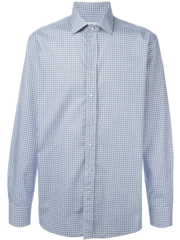 Etro Circle Print Shirt, Men's, Size: 44, Blue, Cotton