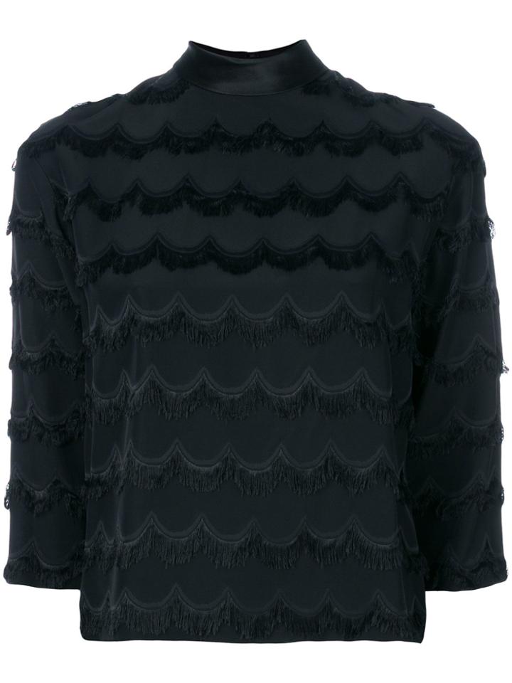 Marc Jacobs Fringed Scallop Blouse - Black
