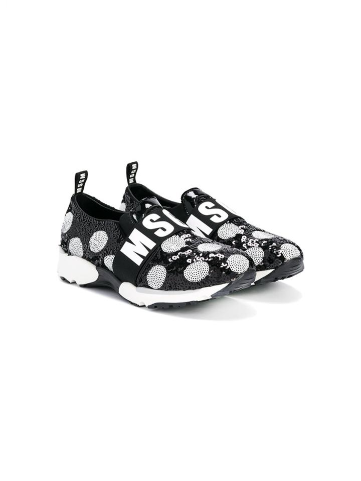 Msgm Kids Slip-on Sequinned Sneakers - Black