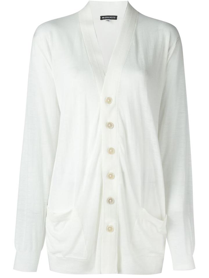Ann Demeulemeester Pocket Cardigan, Women's, Size: 36, Nude/neutrals, Wool