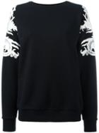 Marcelo Burlon County Of Milan Lace Appliqué Sweatshirt, Women's, Size: Small, Black, Cotton/polyester