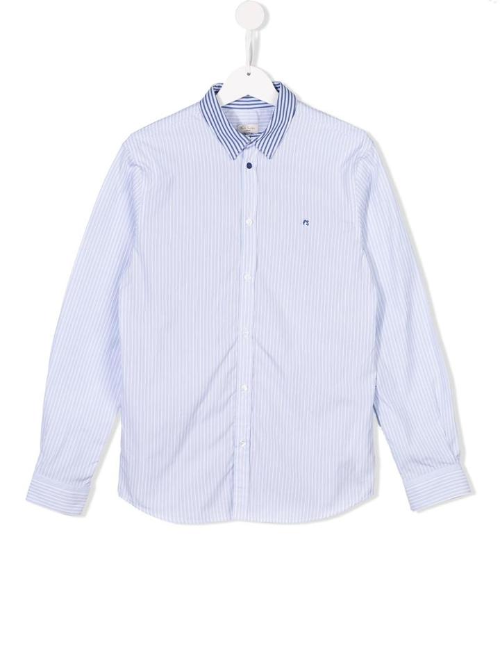 Paul Smith Junior Pinstripe Detail Shirt, Boy's, Size: 14 Yrs, Blue