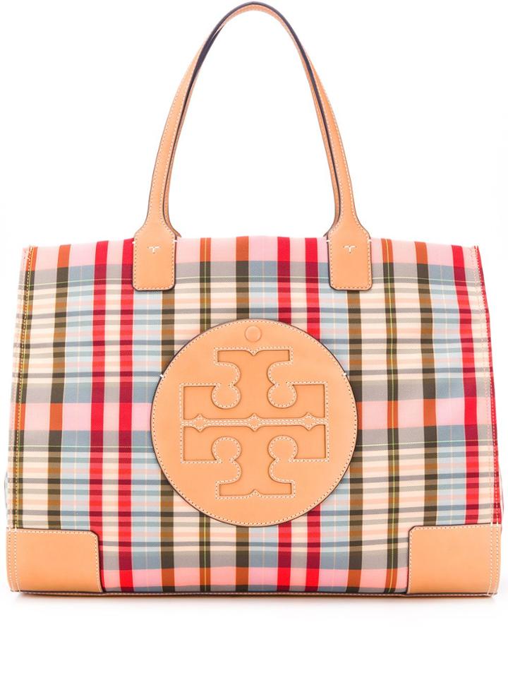 Tory Burch Ella Plaid Tote - Red
