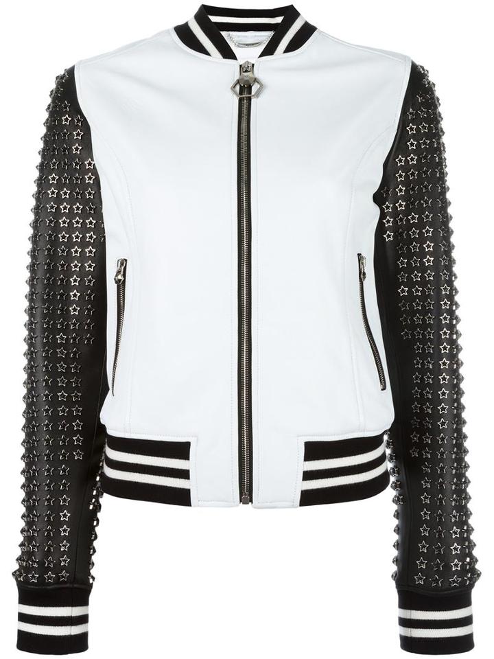 Philipp Plein 25 Bomber Jacket, Women's, Size: Small, White, Sheep Skin/shearling/viscose