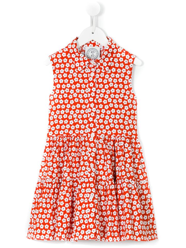 10x10 An Italian Theory Kids - Floral Print Dress - Kids - Cotton/spandex/elastane - 8 Yrs, Red