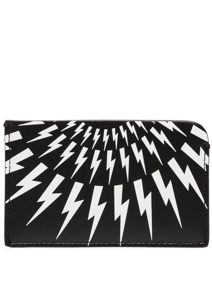 Neil Barrett Lightning Bolt Print Cardholder - Black