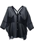 Isabel Benenato V-neck Oversized Shirt, Women's, Size: 40, Black, Silk