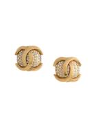Chanel Vintage Chanel Vintage Cc Logos Rhinestone Earrings - Gold